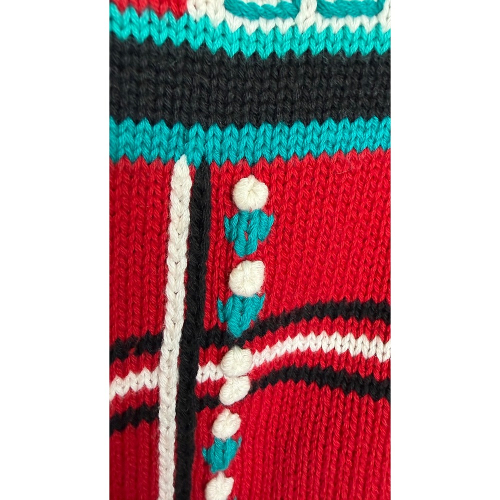 Vintage Koret Sweater Vest Women L Red Cottagecore Argyle Novelty Knit Button - Picture 7 of 14
